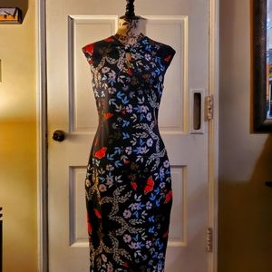 Ted Baker midi dark blue floral print dress